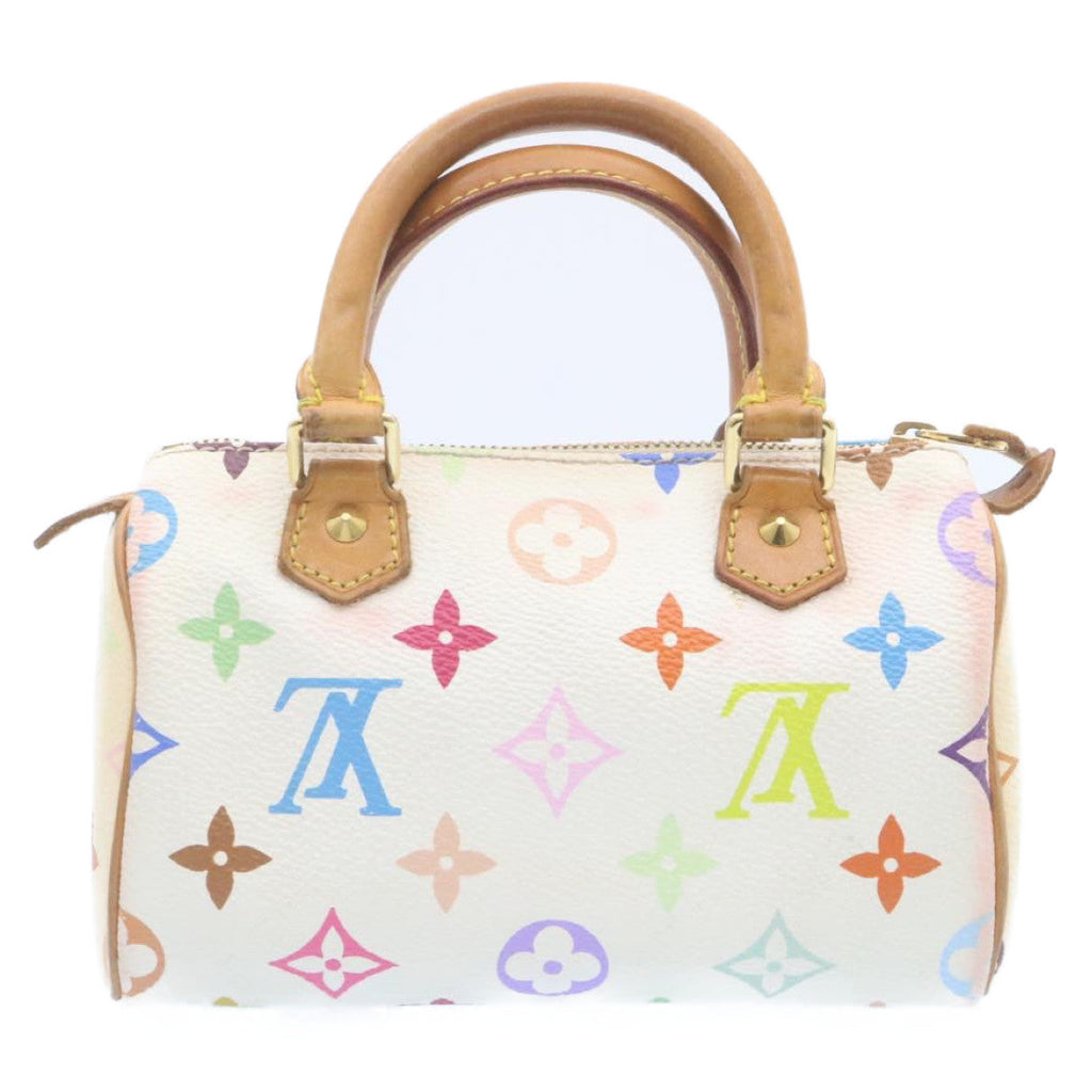 Louis Vuitton White Canvas Mini speedy handbag bag