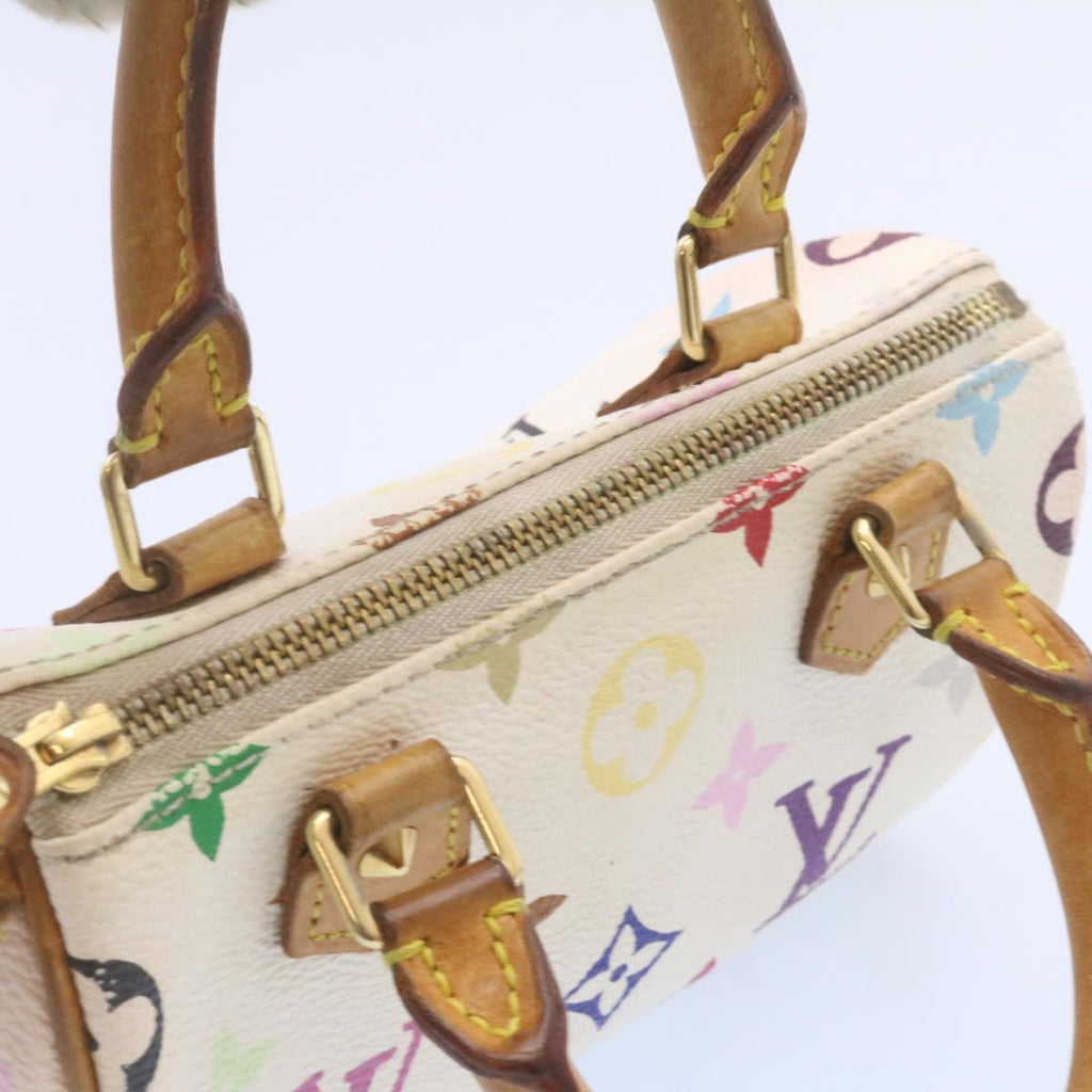 Louis Vuitton White Canvas Nano Speedy handbag bag