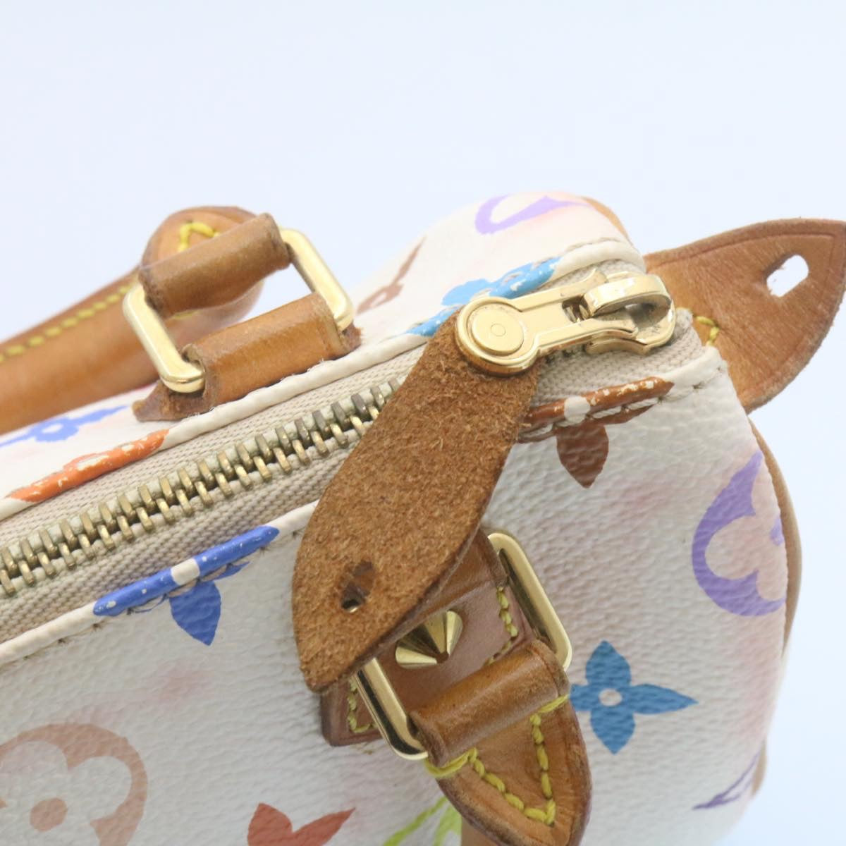 Louis Vuitton White Canvas Mini speedy handbag bag