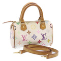 Louis Vuitton White Canvas Nano Speedy handbag bag