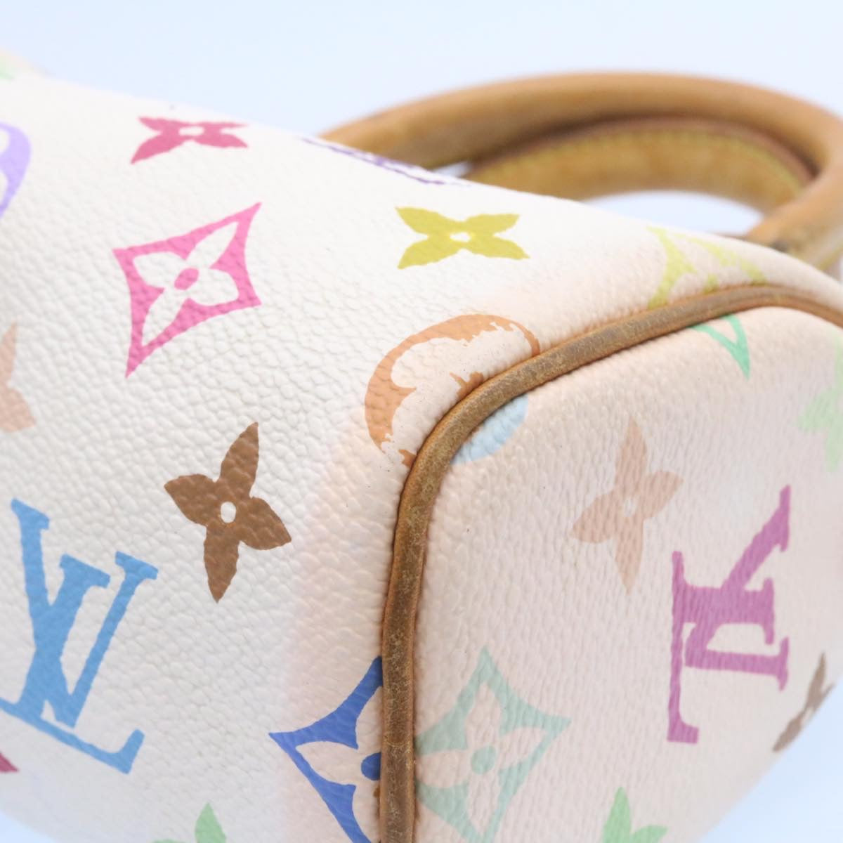 Louis Vuitton White Canvas Nano Speedy handbag bag