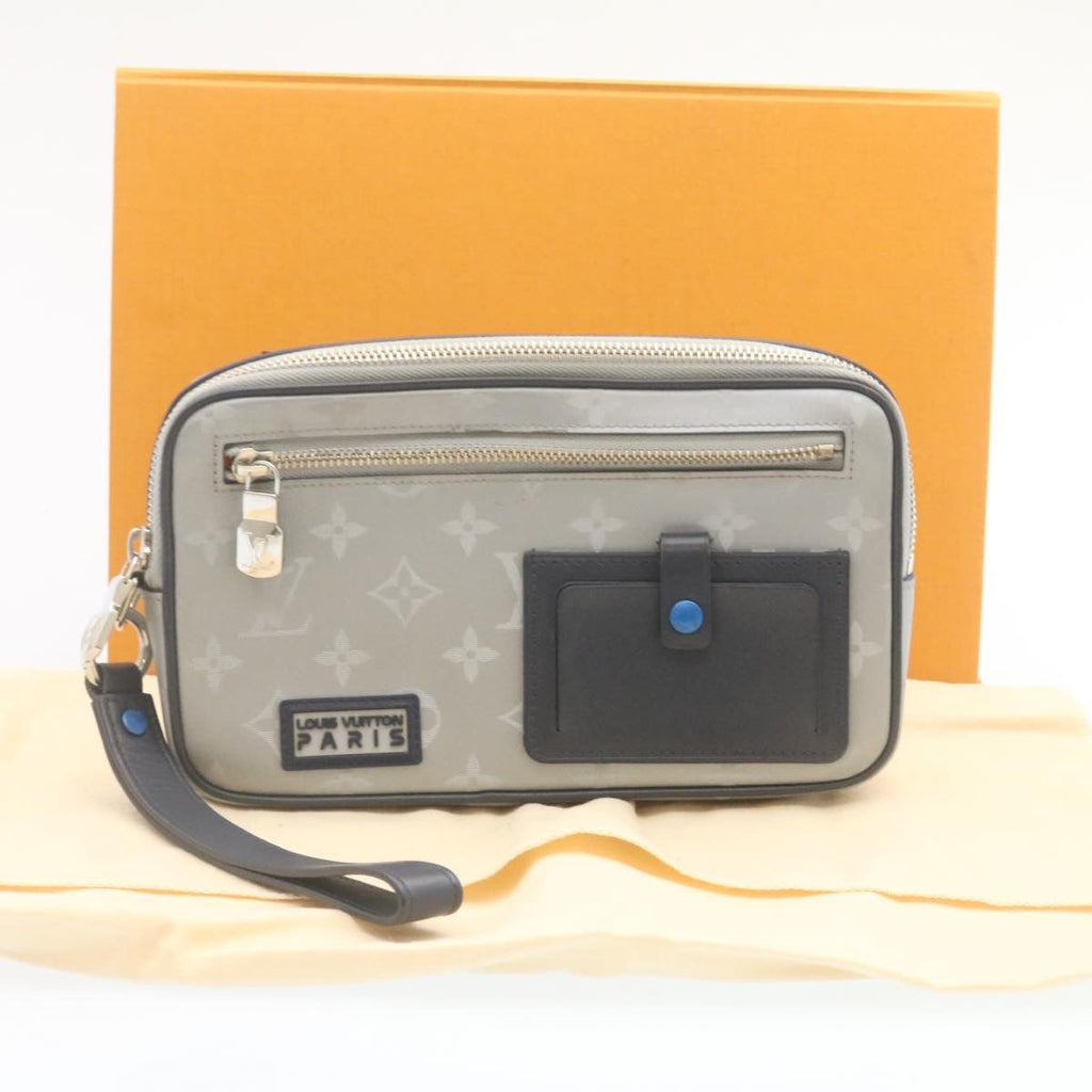 Louis Vuitton Silver Cotton Alpha clutch bag