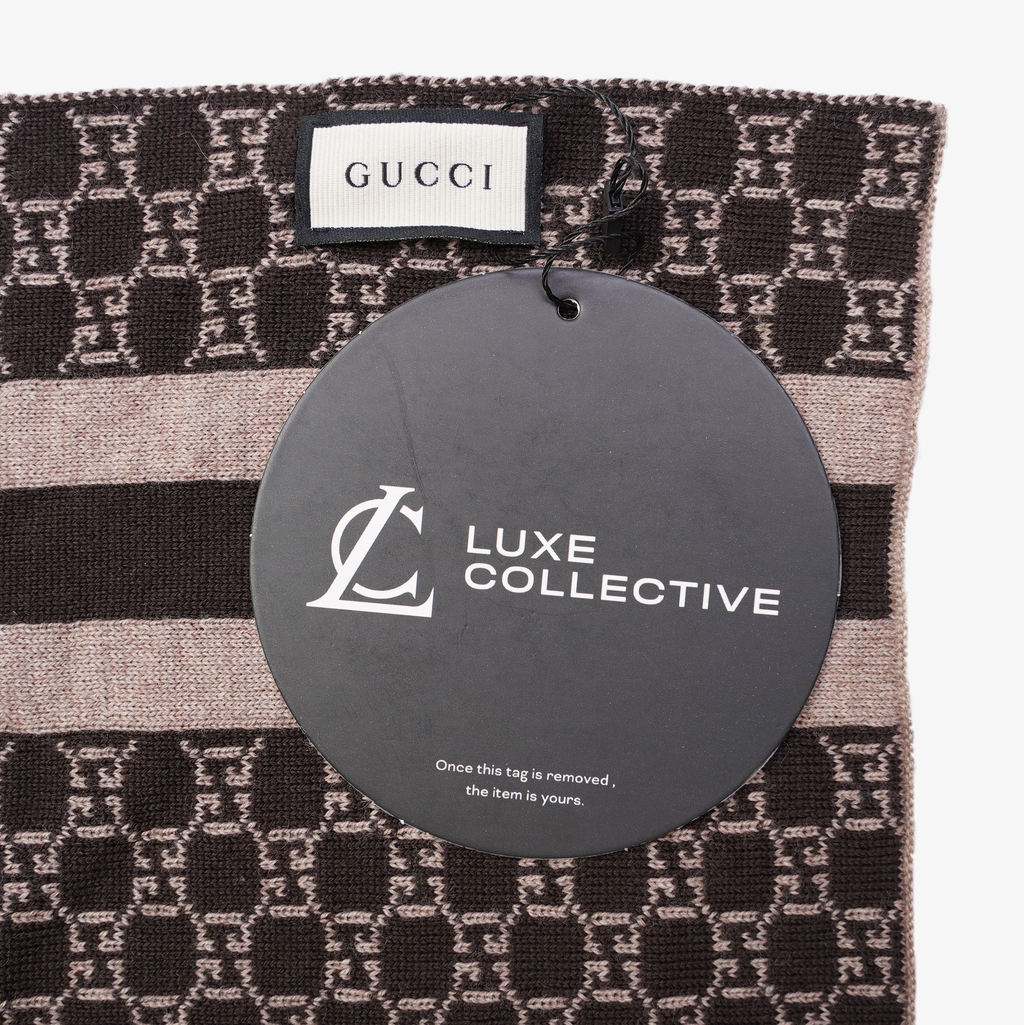 Gucci Womens GG Scarf Brown 30x200cm