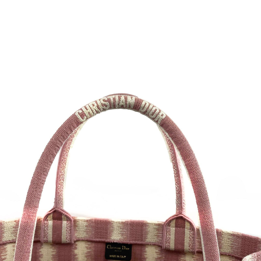 DIOR Bayadere Stripe Large Book Tote D-Stripes Embroidery Pink