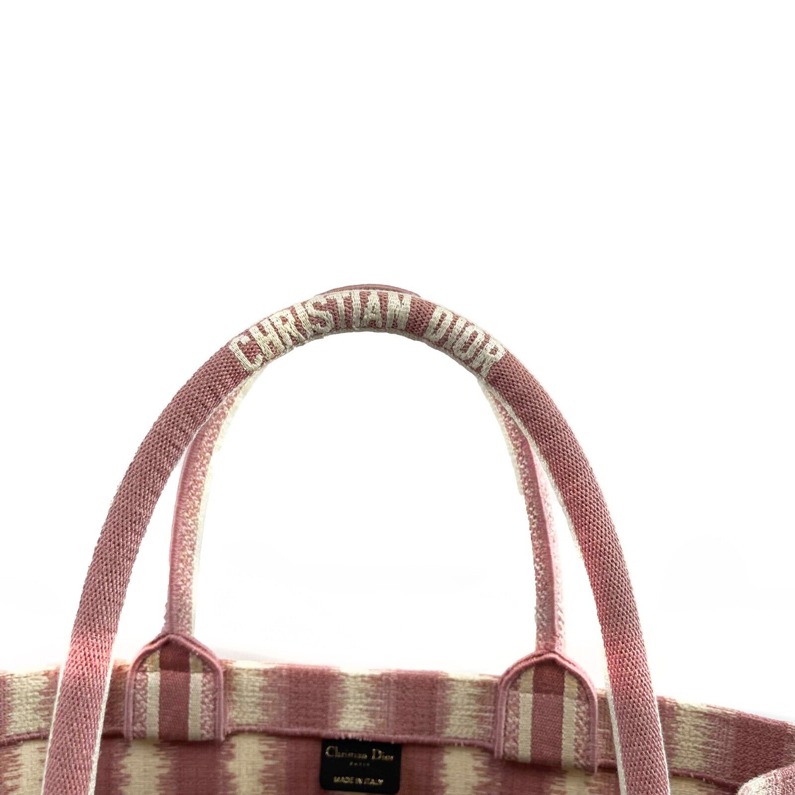 DIOR Bayadere Stripe Large Book Tote D-Stripes Embroidery Pink