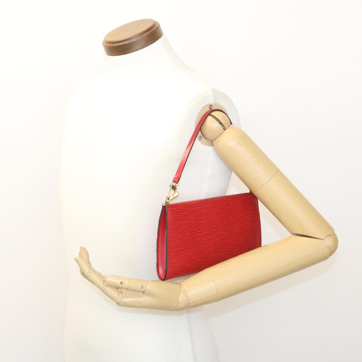 Louis Vuitton Red Leather Pochette accessoires handbag bag