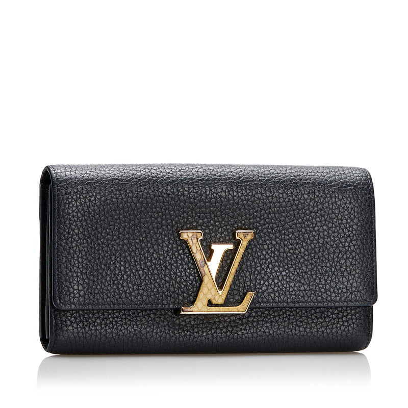 Louis Vuitton Louis Vuitton N90129 Long Wallet Leather/Pison Noir Black