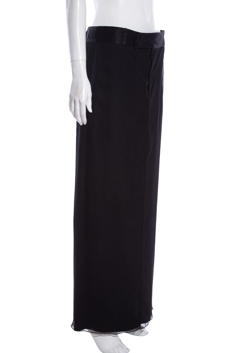 Gucci Black Mesh Overlay Midi Skirt SZ 46