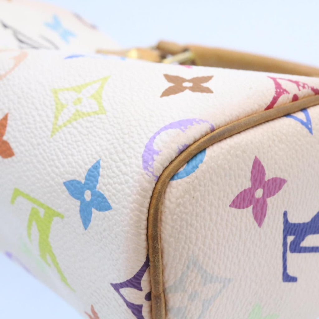 Louis Vuitton White Canvas Nano Speedy handbag bag