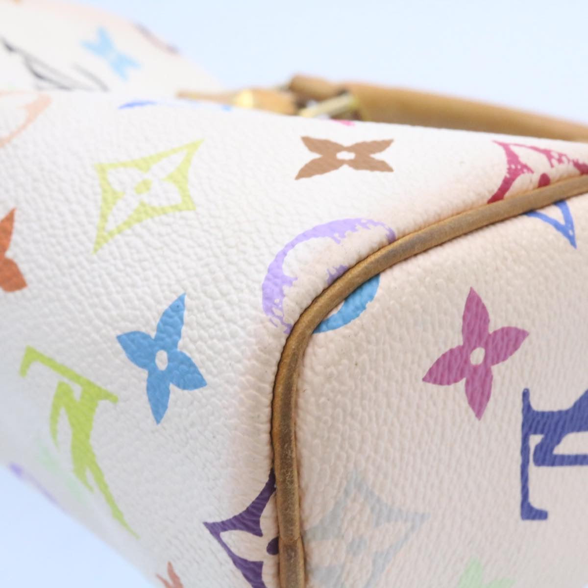Louis Vuitton White Canvas Nano Speedy handbag bag