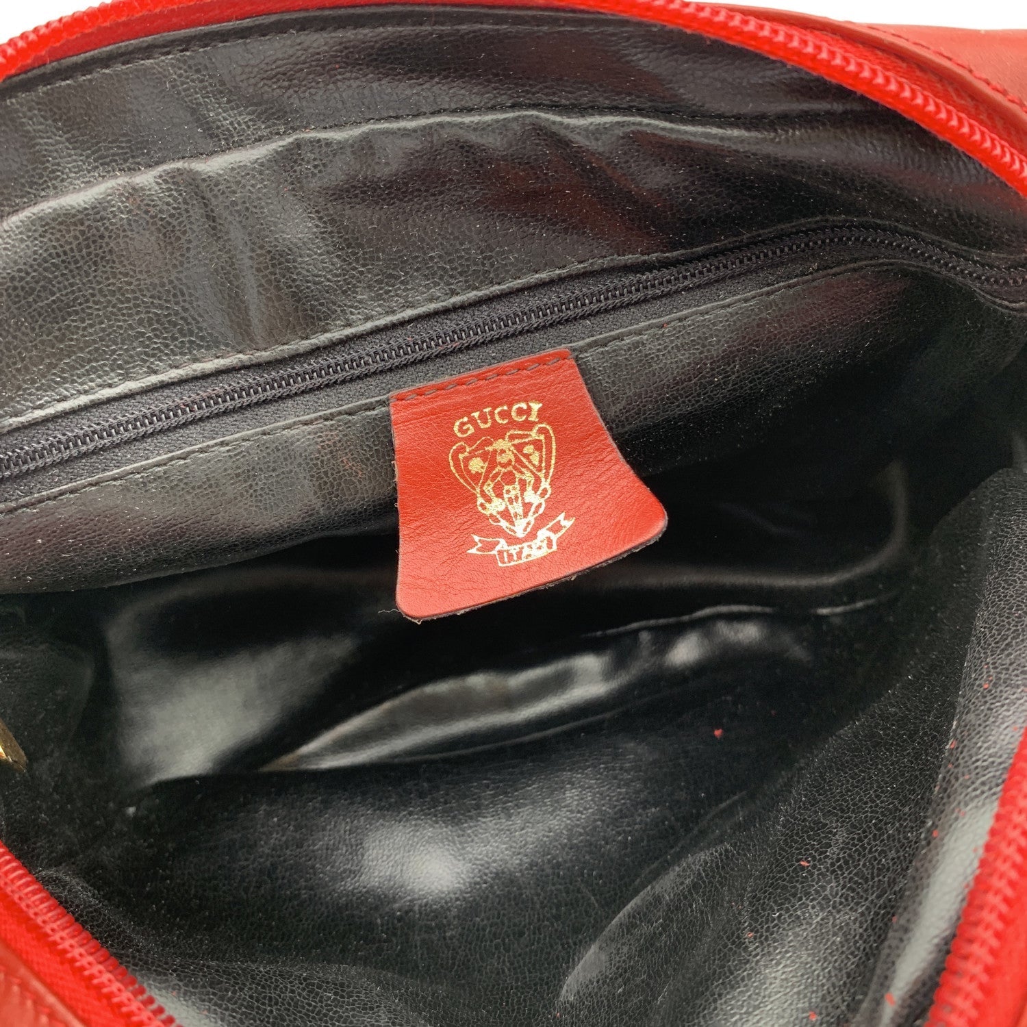 Gucci Vintage Red Leather Flap Crossbody Messenger Bag