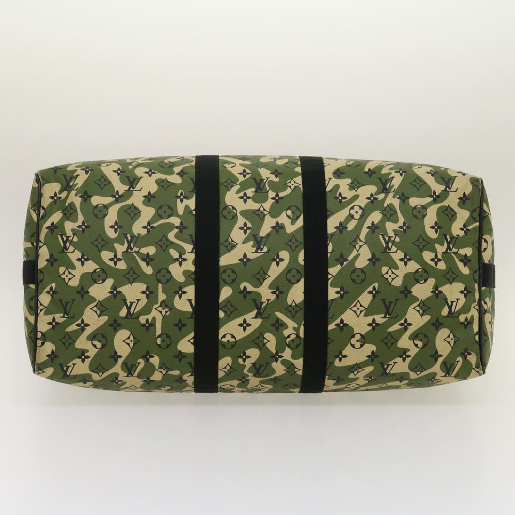 Louis Vuitton Green Canvas Keepall Bandouliere 55 travel bag