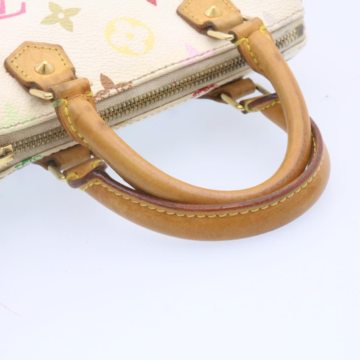 Louis Vuitton White Canvas Nano Speedy handbag bag