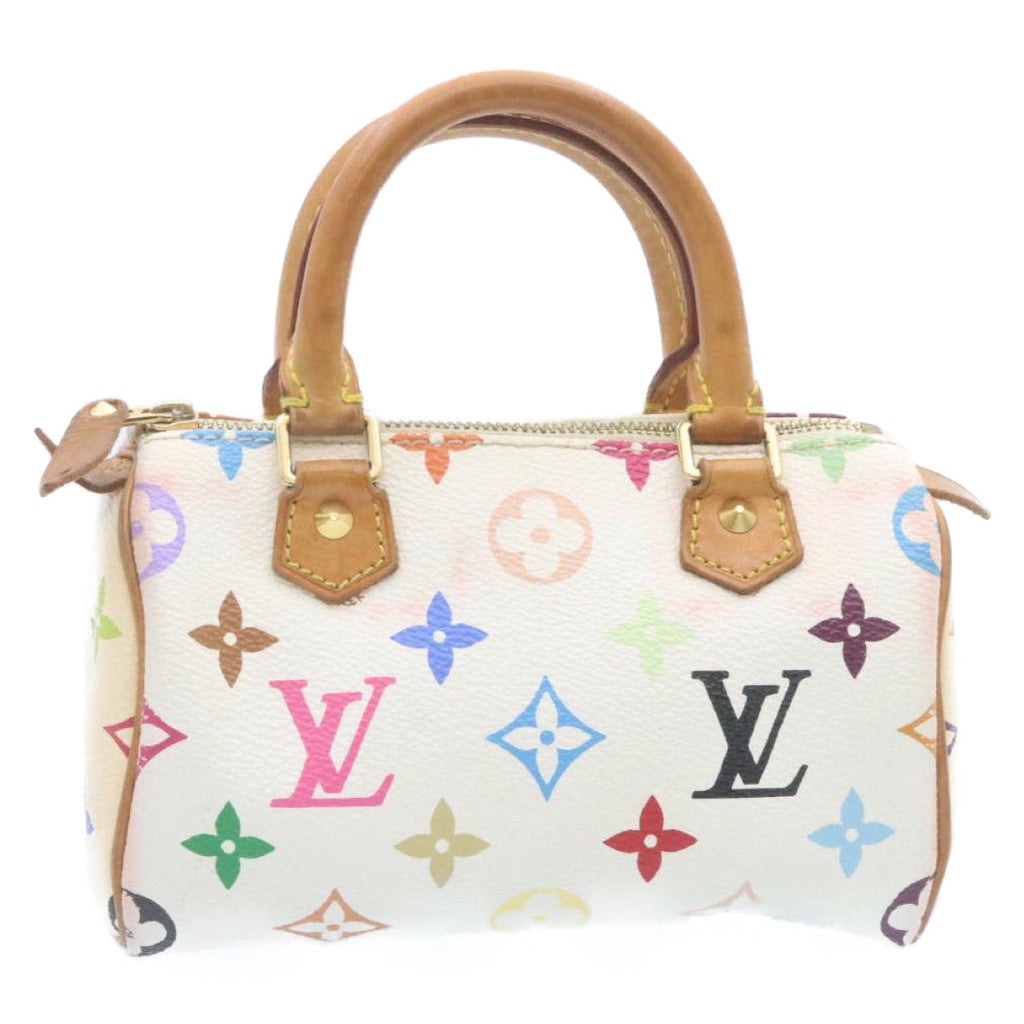 Louis Vuitton White Canvas Mini speedy handbag bag