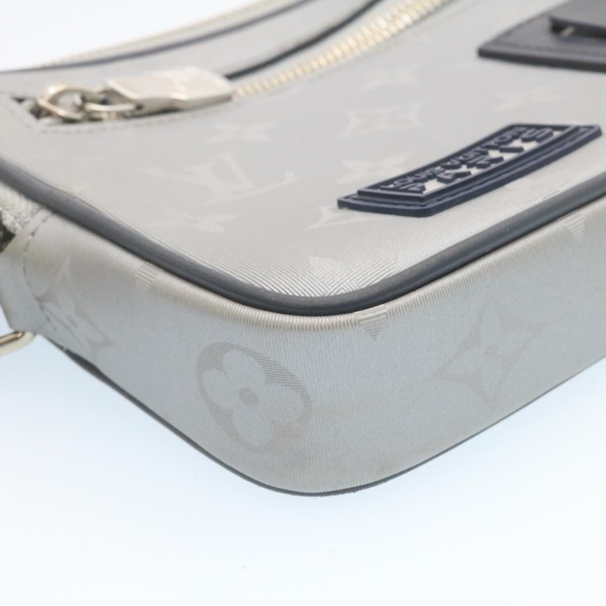 Louis Vuitton Silver Cotton Alpha clutch bag