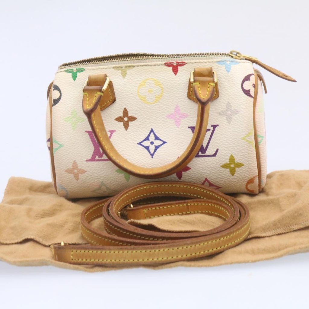 Louis Vuitton White Canvas Nano Speedy handbag bag