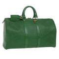 Louis Vuitton Green Leather Keepall 45 travel bag
