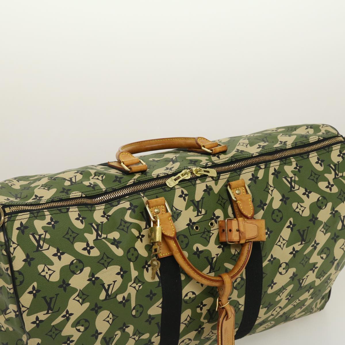 Louis Vuitton Green Canvas Keepall Bandouliere 55 travel bag