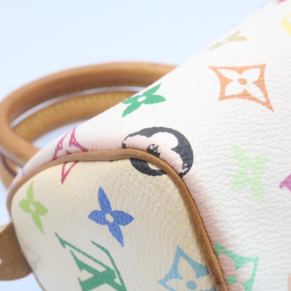 Louis Vuitton White Canvas Mini speedy handbag bag