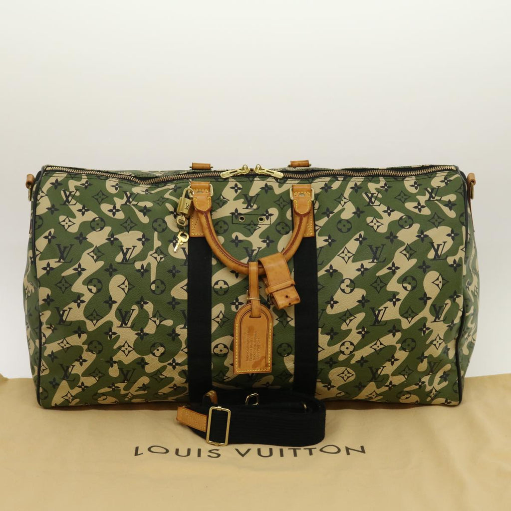 Louis Vuitton Green Canvas Keepall Bandouliere 55 travel bag