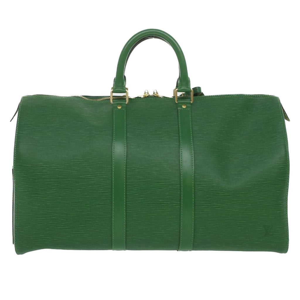Louis Vuitton Green Leather Keepall 45 travel bag