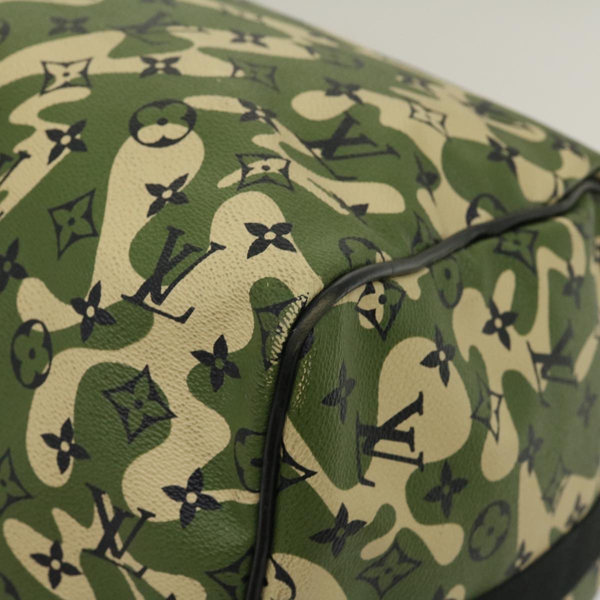 Louis Vuitton Green Canvas Keepall Bandouliere 55 travel bag