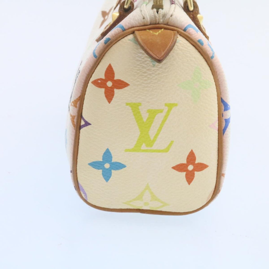 Louis Vuitton White Canvas Mini speedy handbag bag