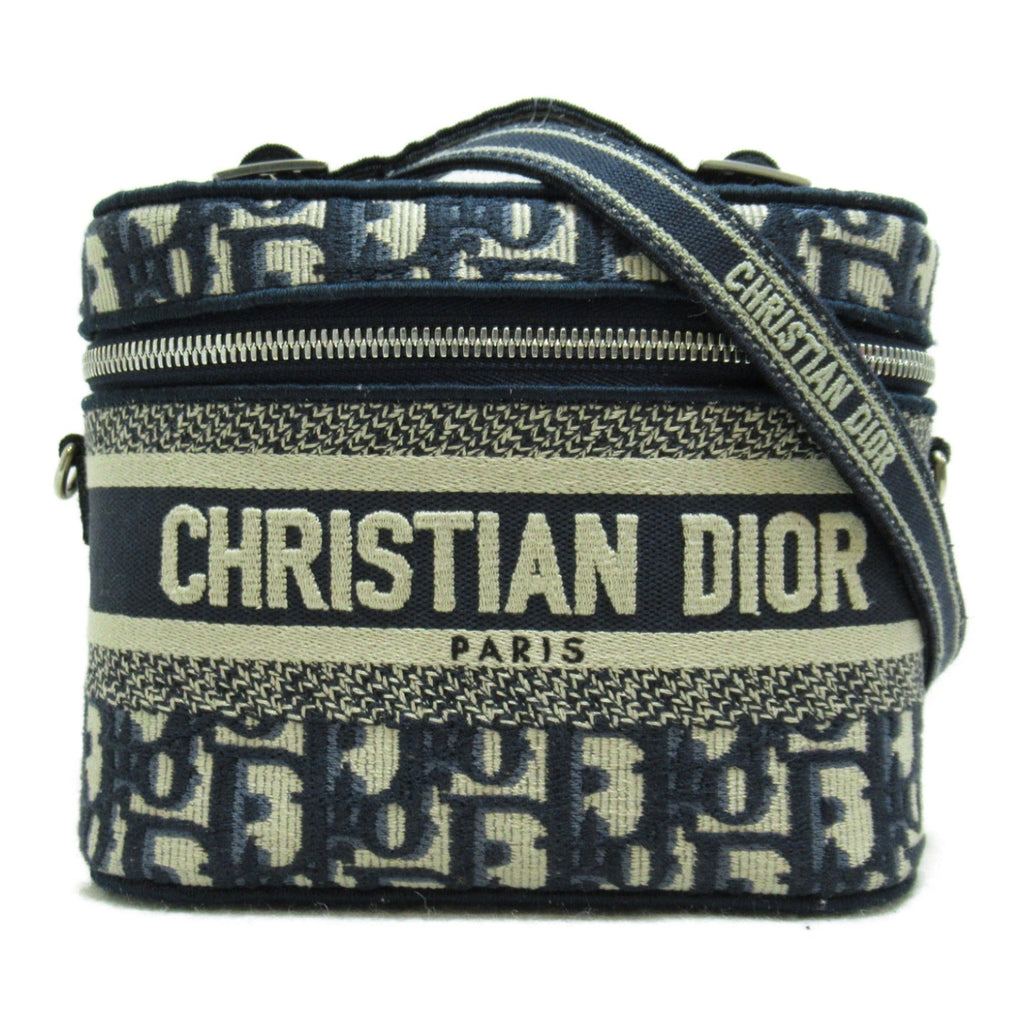 Dior 2way vanity bag Navy White canvas