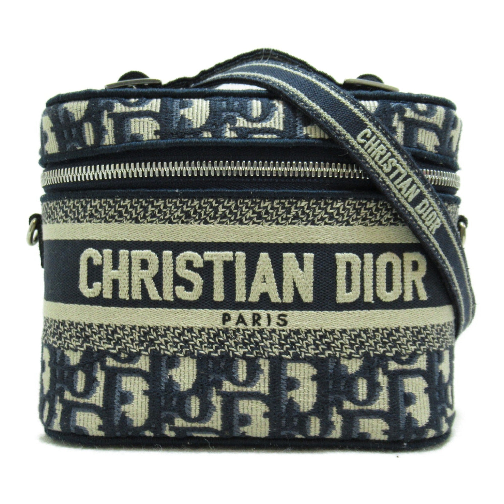 Dior 2way vanity bag Navy White canvas