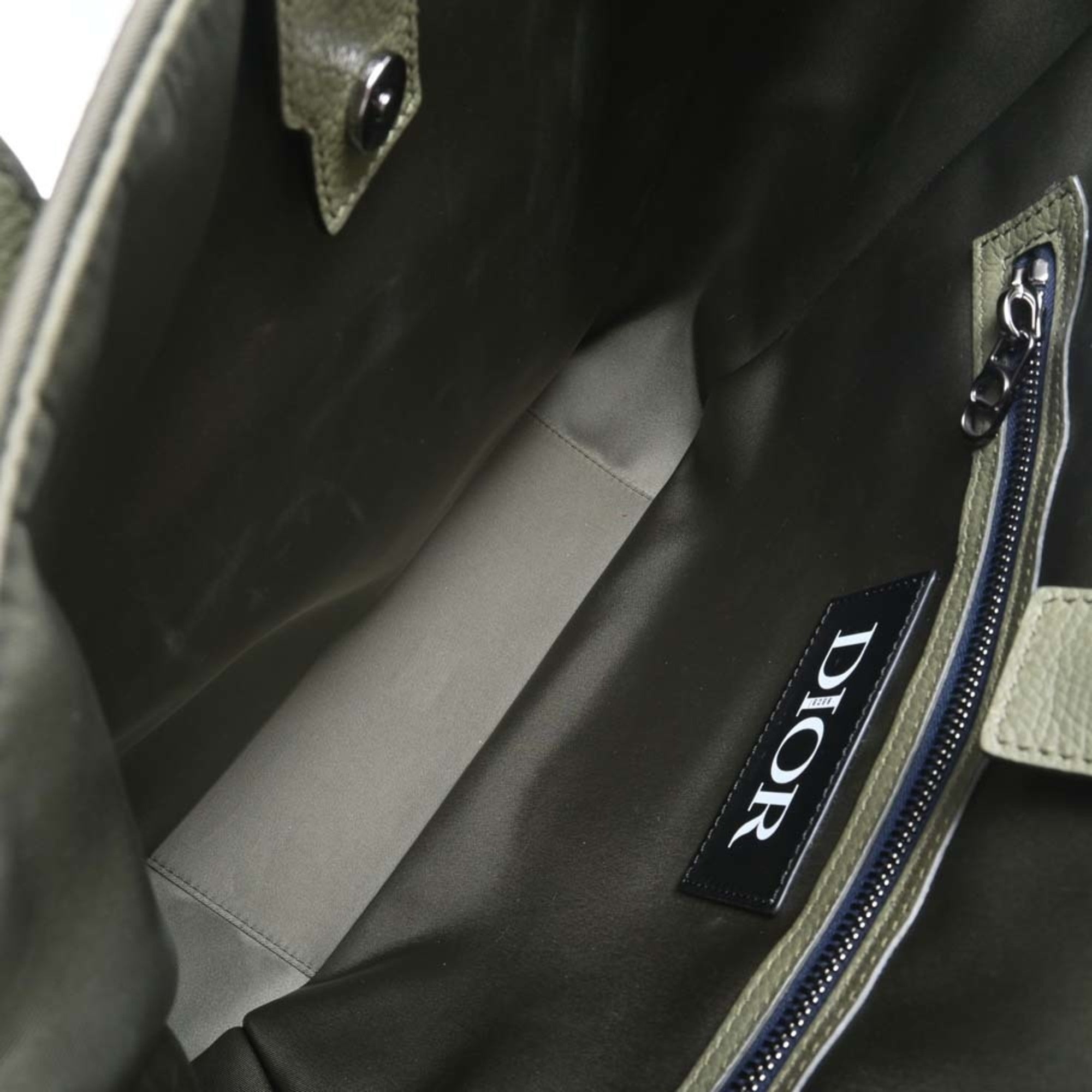 CHRISTIAN DIOR Sacai Collaboration Nylon Saddle Tote Bag Khaki Men's