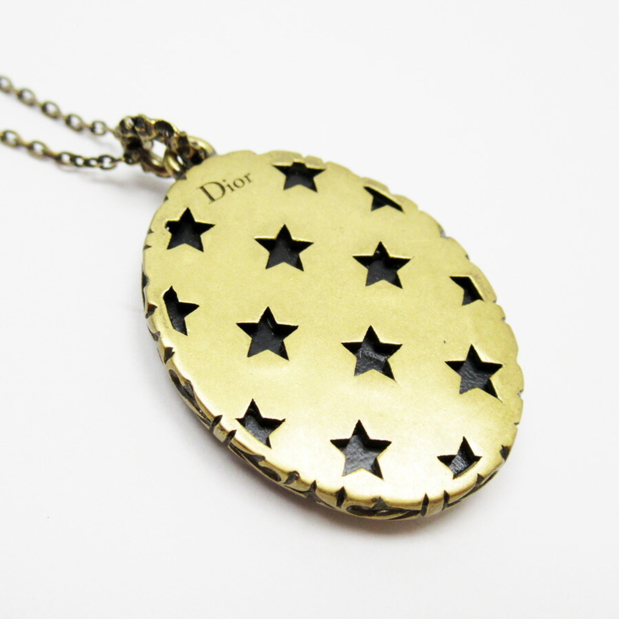 Christian Dior Necklace Pendant Black Gold