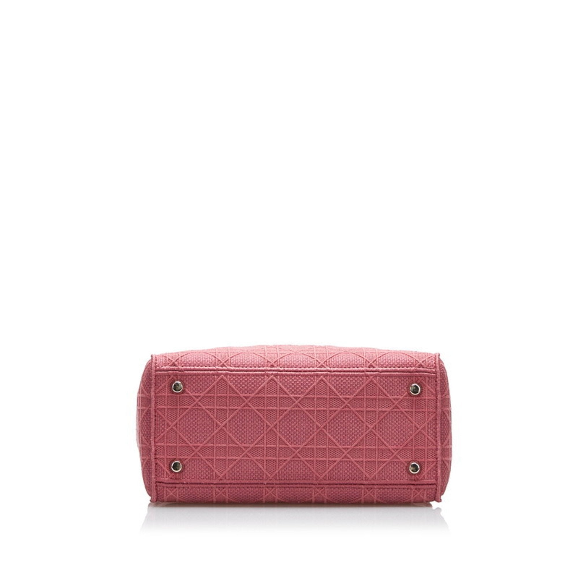 CHRISTIAN DIOR Dior Canage Lady Delight Handbag Shoulder Bag Pink Canvas Ladies