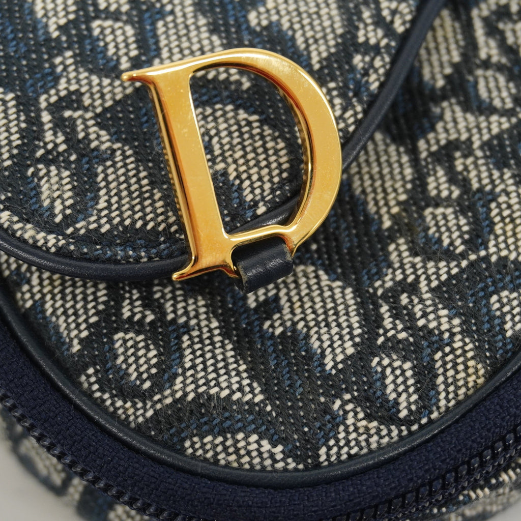 CHRISTIAN DIORAuth  Trotter Saddle Pouch Women's Canvas Pouch Navy