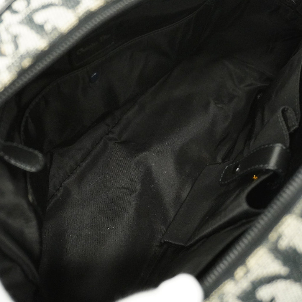 CHRISTIAN DIORAuth  Trotter Double Saddle Women's Canvas Handbag Black