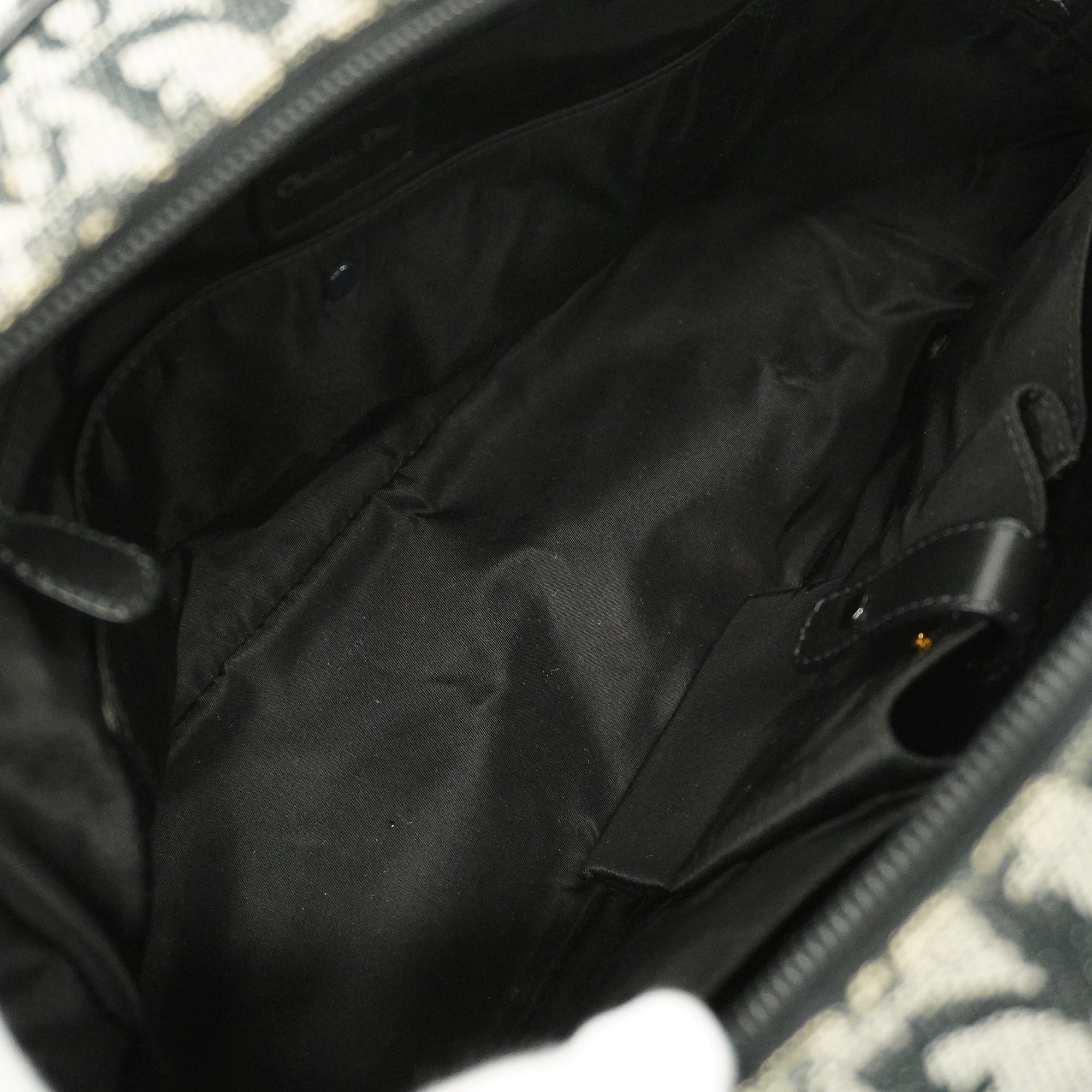 CHRISTIAN DIORAuth  Trotter Double Saddle Women's Canvas Handbag Black