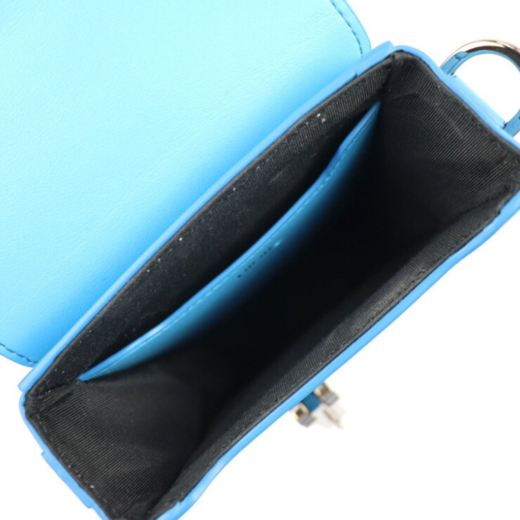 CHRISTIAN DIOR Dior Lock Vertical Pouch Shoulder Bag Leather Blue Pochette