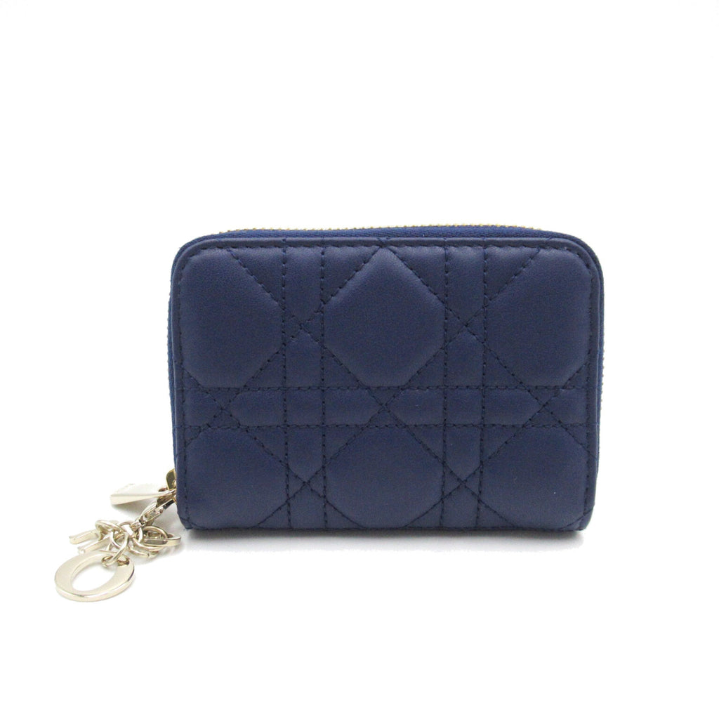 Dior lady dior medium wallet Navy Lambskin [sheep leather] S0985ONMJ14Z
