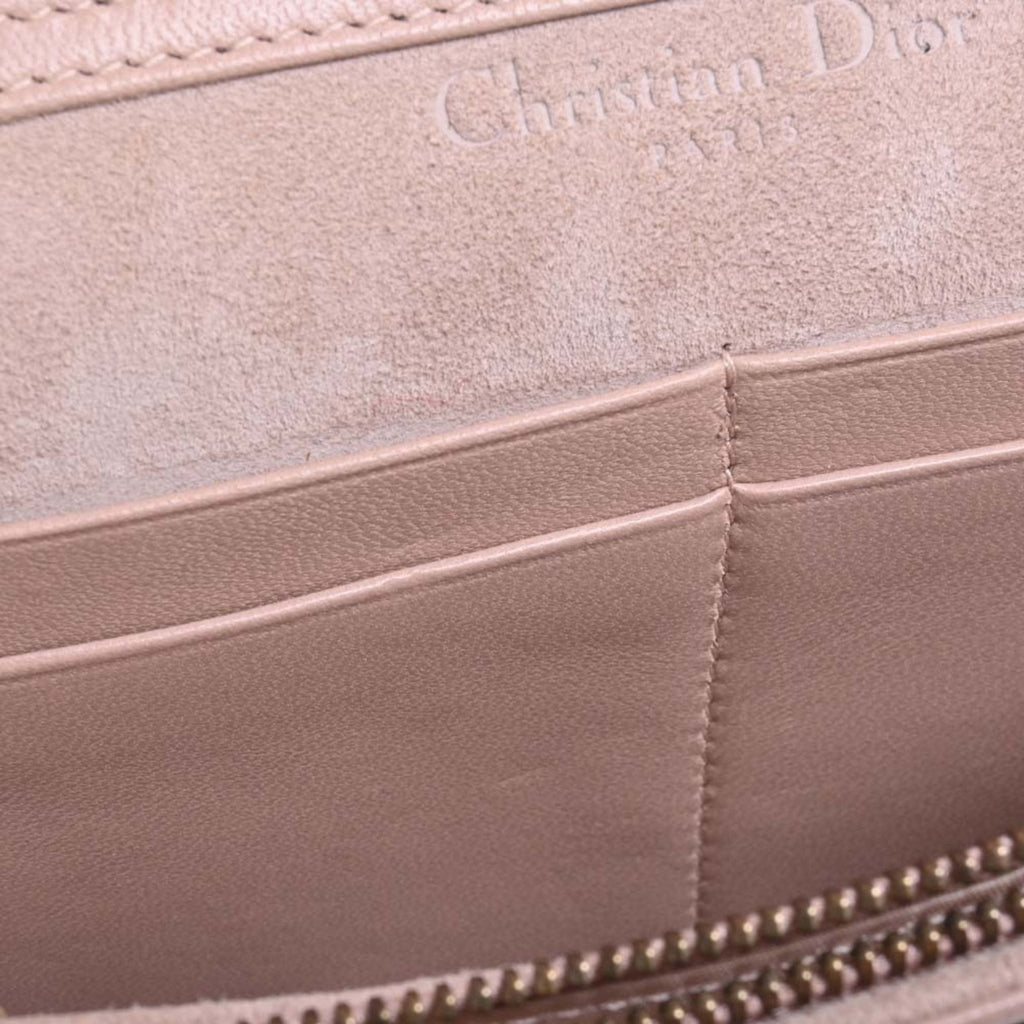 CHRISTIAN DIOR Leather ADDICT Studded Chain Shoulder Wallet Long S2012CNOB Pink Ladies