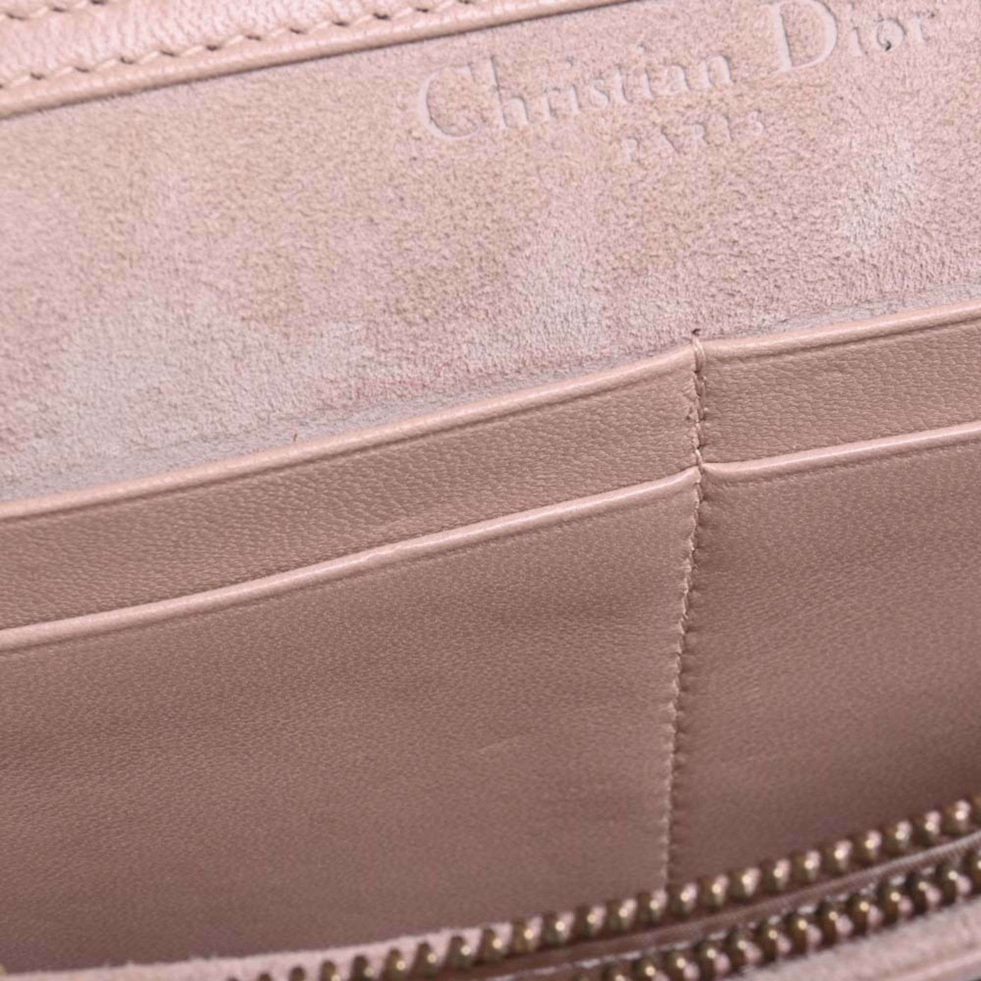 CHRISTIAN DIOR Leather ADDICT Studded Chain Shoulder Wallet Long S2012CNOB Pink Ladies