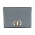 CHRISTIAN DIOR Card Case Pass Leather Blue Gray Ladies