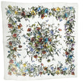 CHRISTIAN DIOR Flower Large Scarf 140cm White Silk 100% Women's