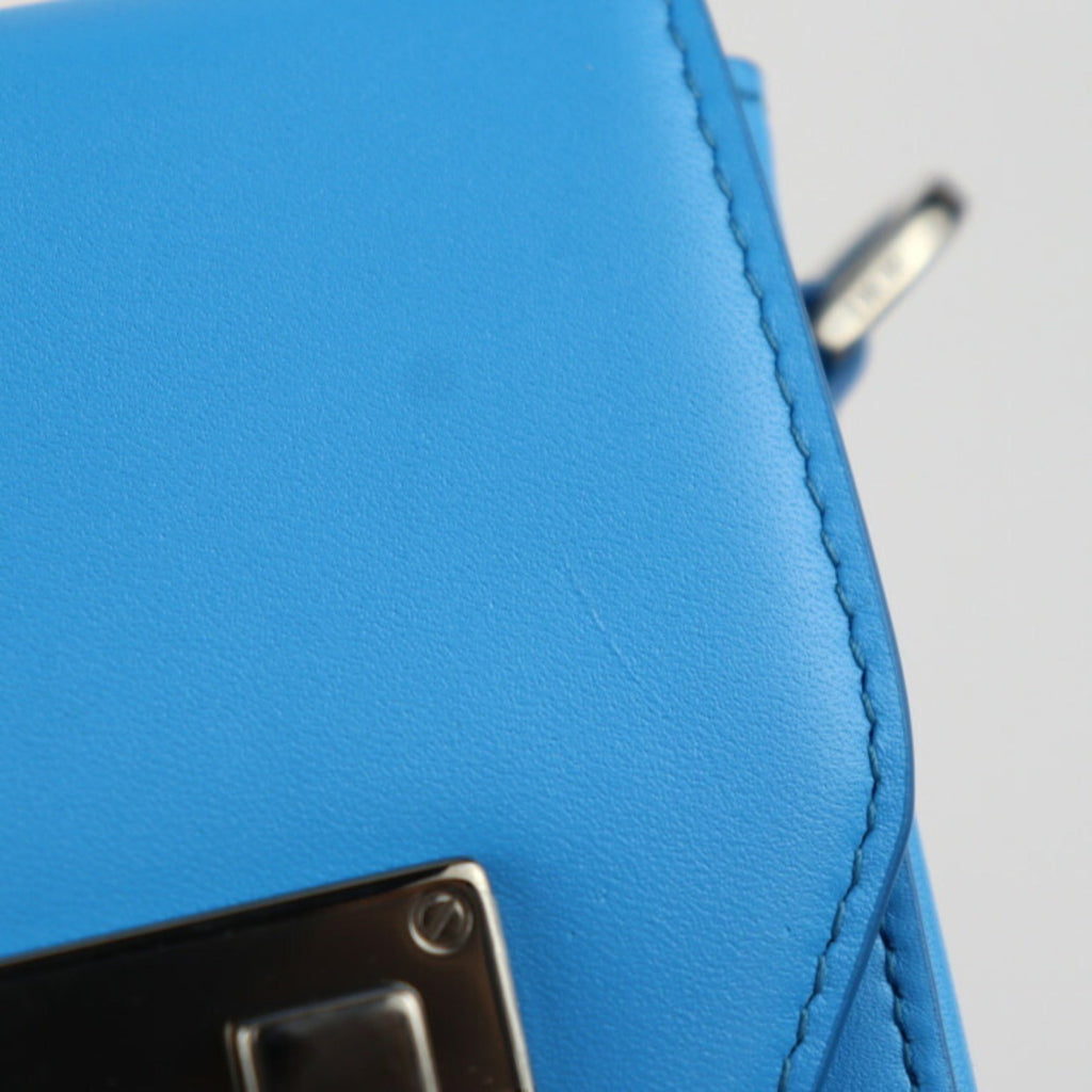 CHRISTIAN DIOR Dior Lock Vertical Pouch Shoulder Bag Leather Blue Pochette