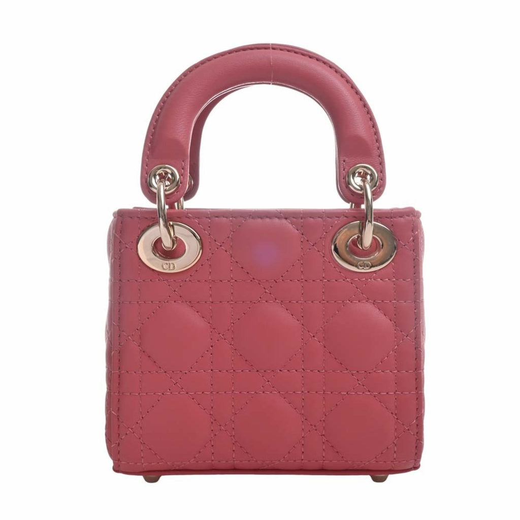 CHRISTIAN DIOR Lady Cannage Leather Micro Handbag S0856ONGE Pink Ladies