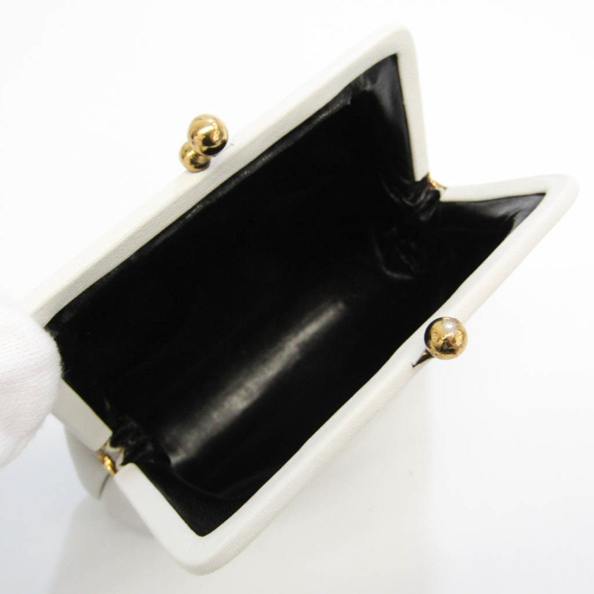 CHRISTIAN DIOR Women's Leather Coin Purse/coin Case White