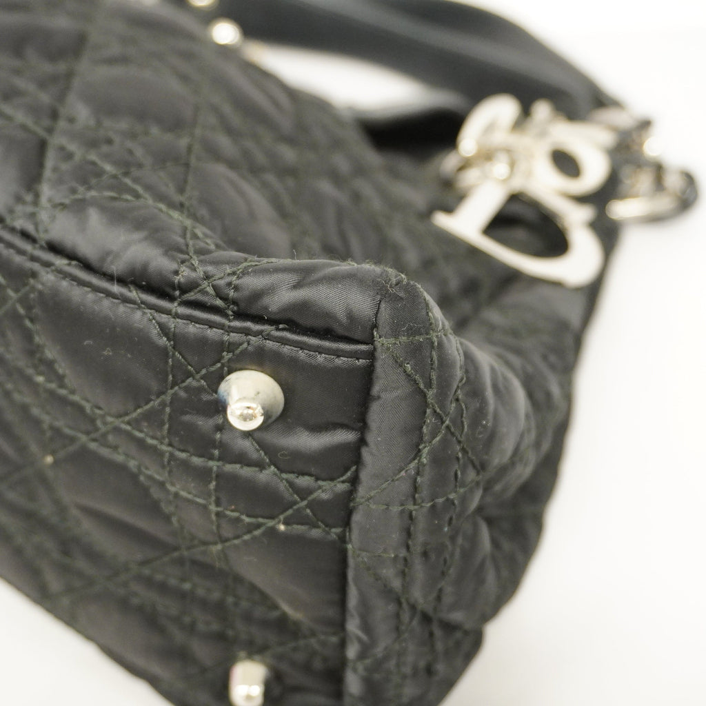 CHRISTIAN DIORAuth  Tote Bag Canage Women's Nylon Handbag Black