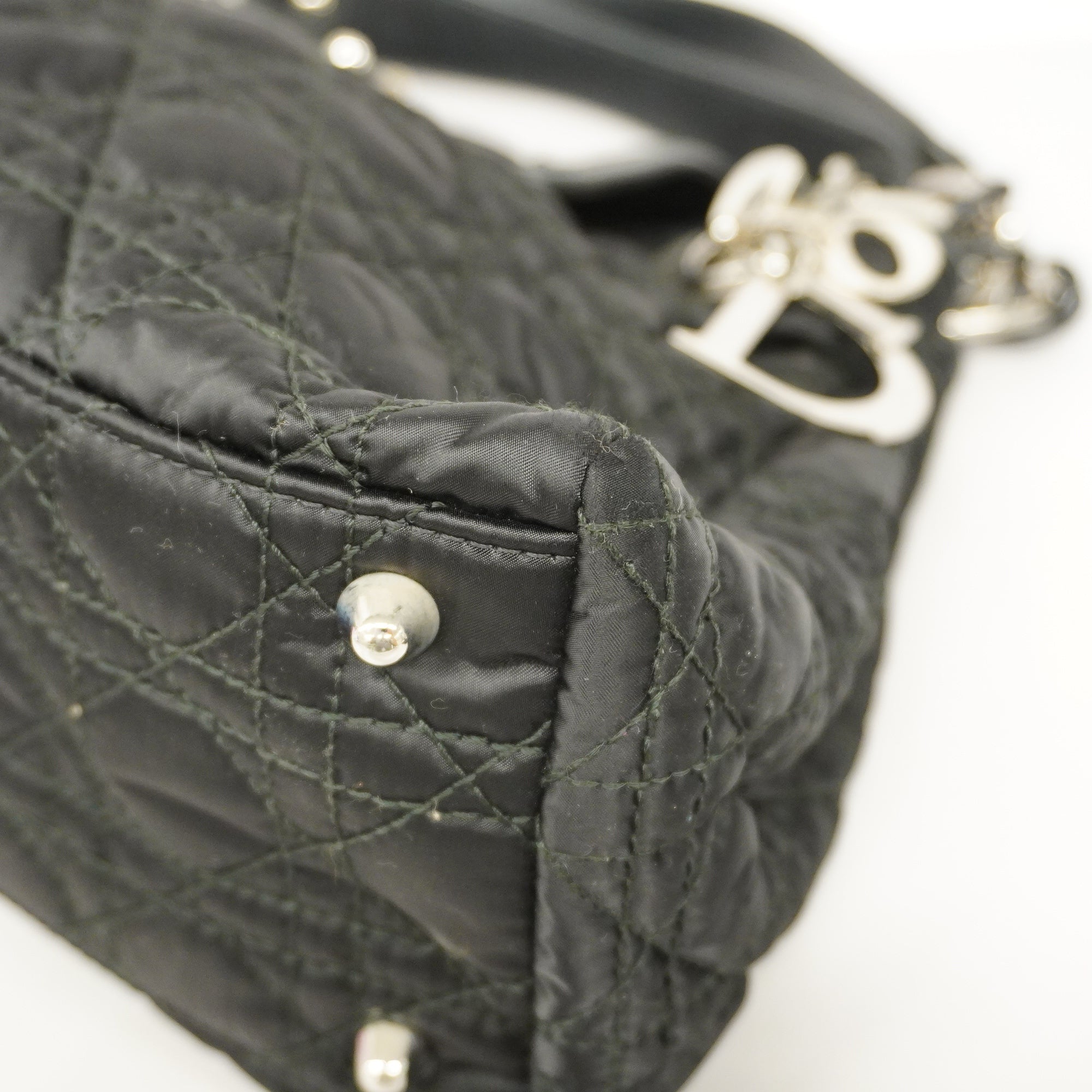 CHRISTIAN DIORAuth  Tote Bag Canage Women's Nylon Handbag Black