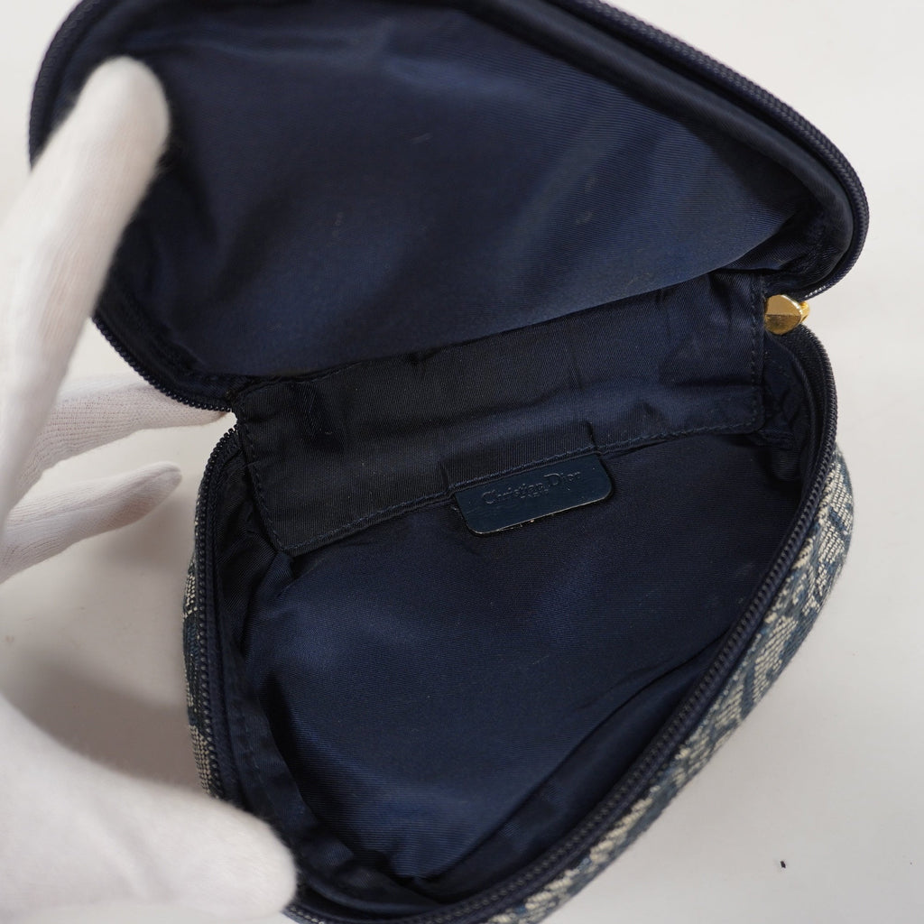 CHRISTIAN DIORAuth  Trotter Saddle Pouch Women's Canvas Pouch Navy