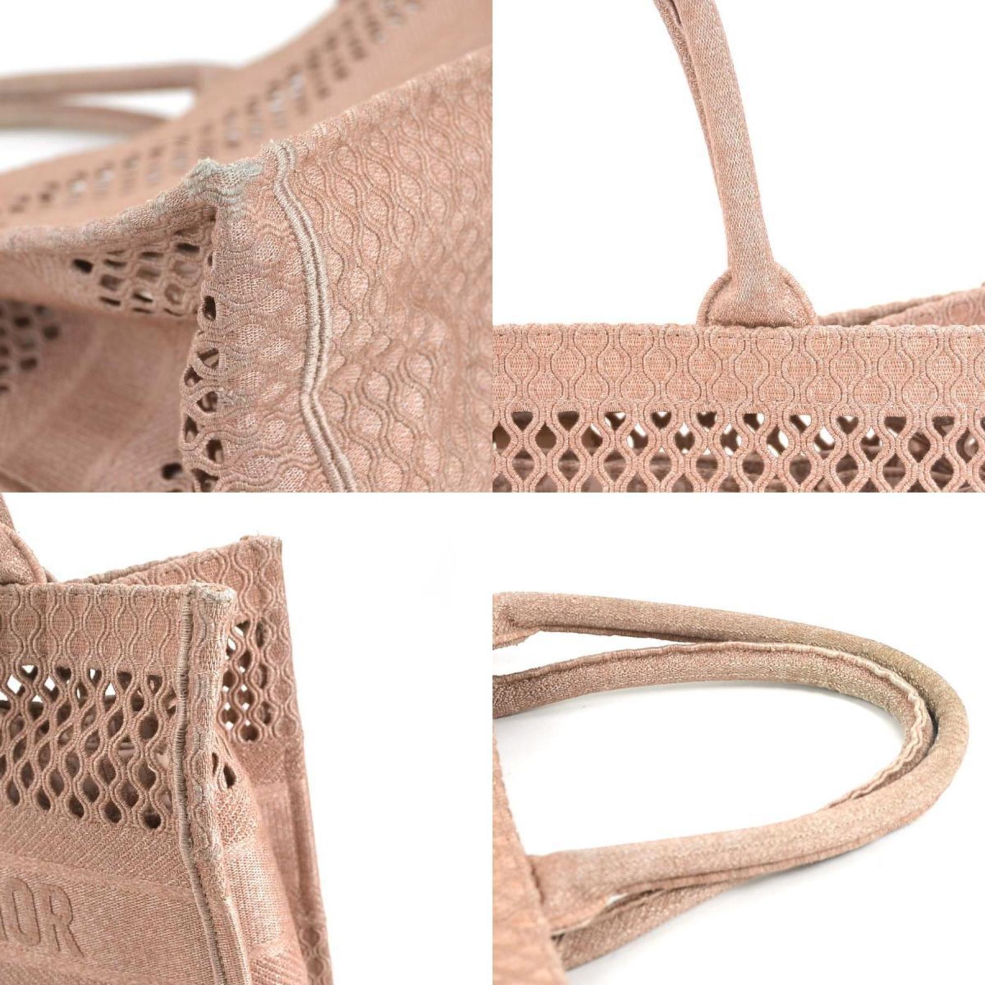 CHRISTIAN DIOR Handbag Tote Bag Embroidered Mesh BOOK TOTE Medium Canvas Pink Ladies
