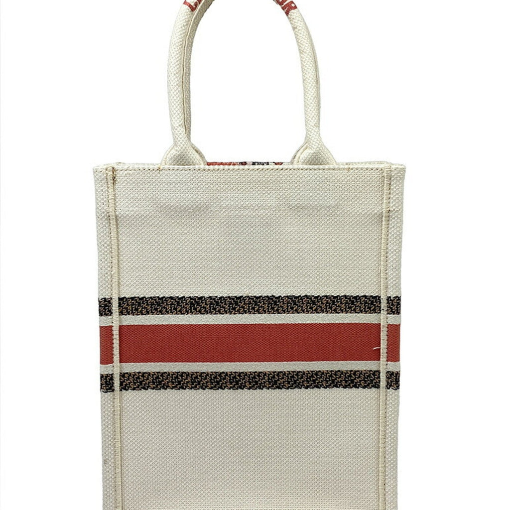 CHRISTIAN DIOR Book Tote Small Vertical Canvas Flower Multicolor Beige Bag