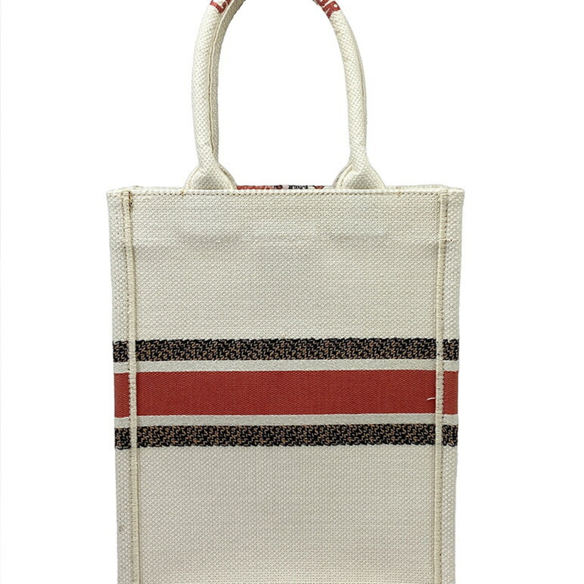 CHRISTIAN DIOR Book Tote Small Vertical Canvas Flower Multicolor Beige Bag
